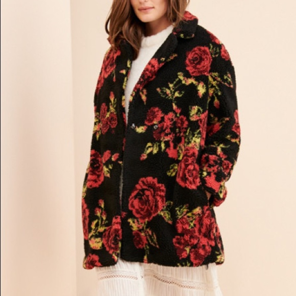 Anthro Winter Roses coat